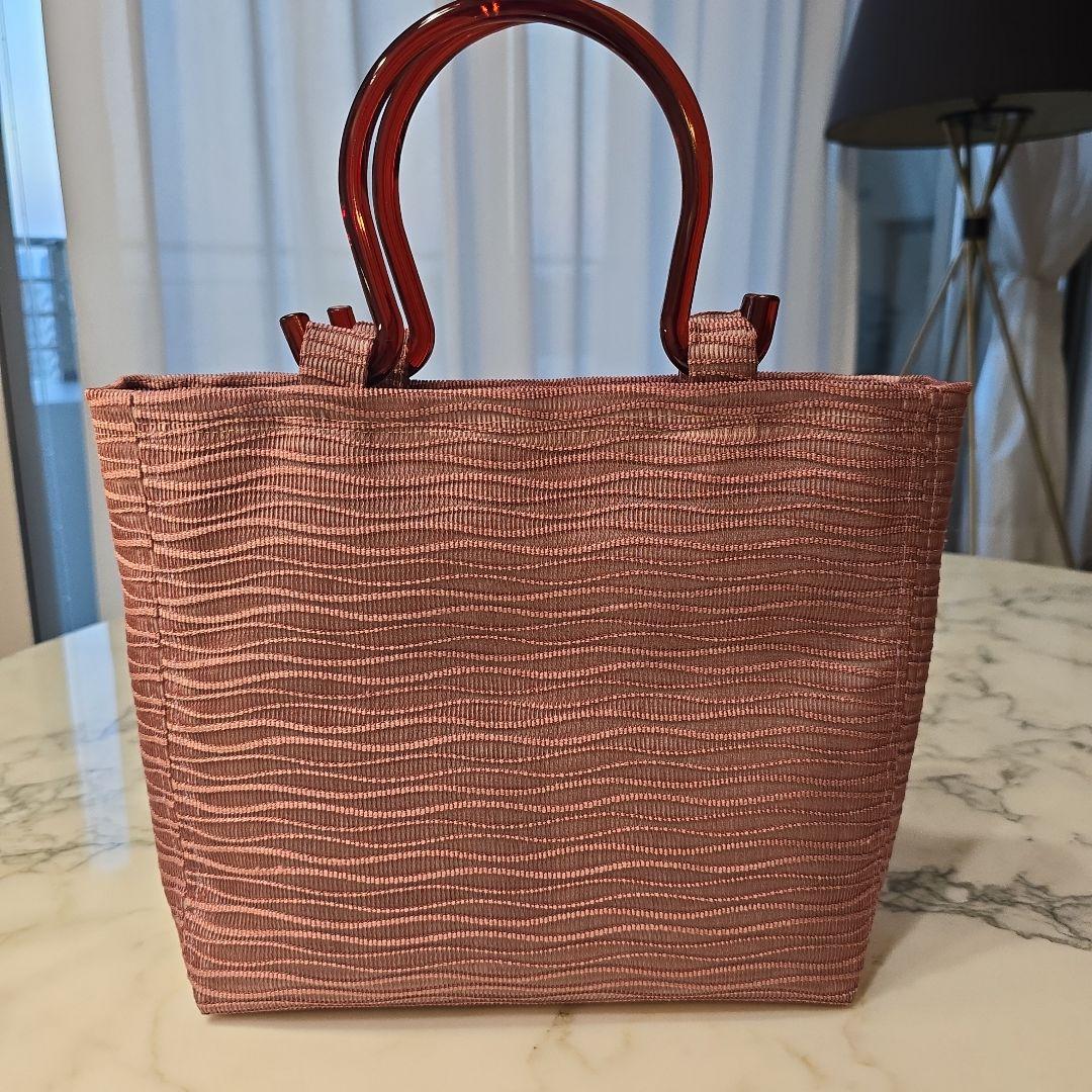 綴織り夏帯リメイク　待ち手樹脂バッグ㊻