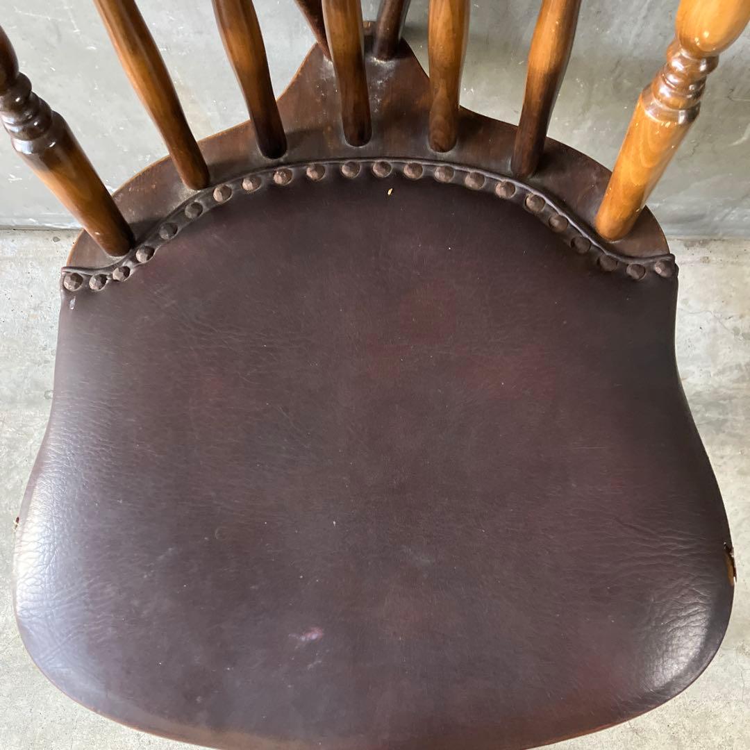 ヴィンテージ スピンドルバッグ ウィンザーチェア レザー アンティーク 椅子