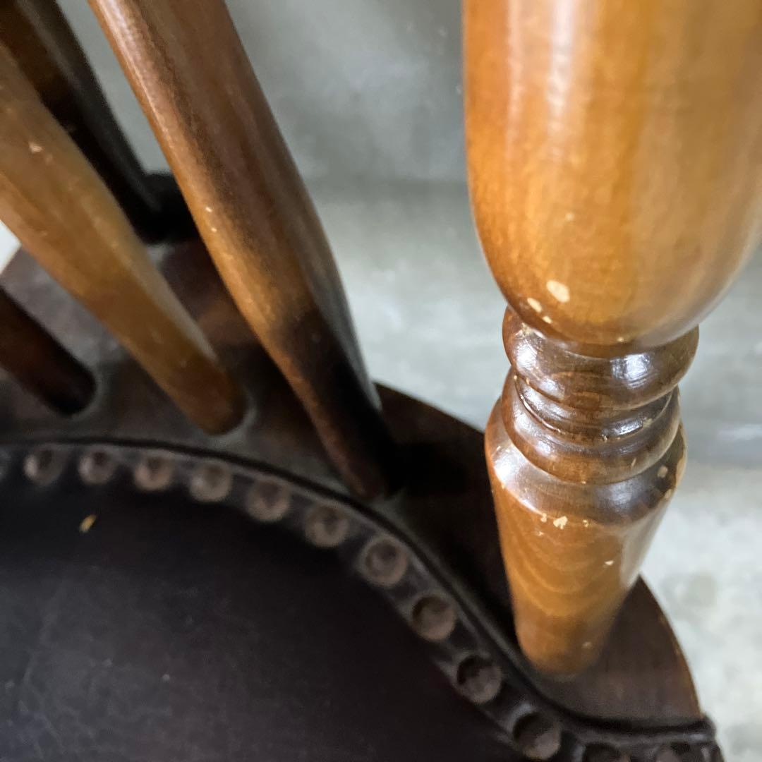 ヴィンテージ スピンドルバッグ ウィンザーチェア レザー アンティーク 椅子