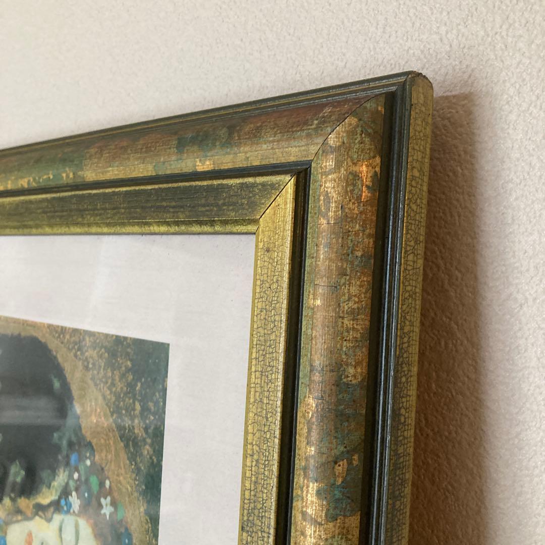 クリムト 接吻 絵画 縦長 金色フレーム