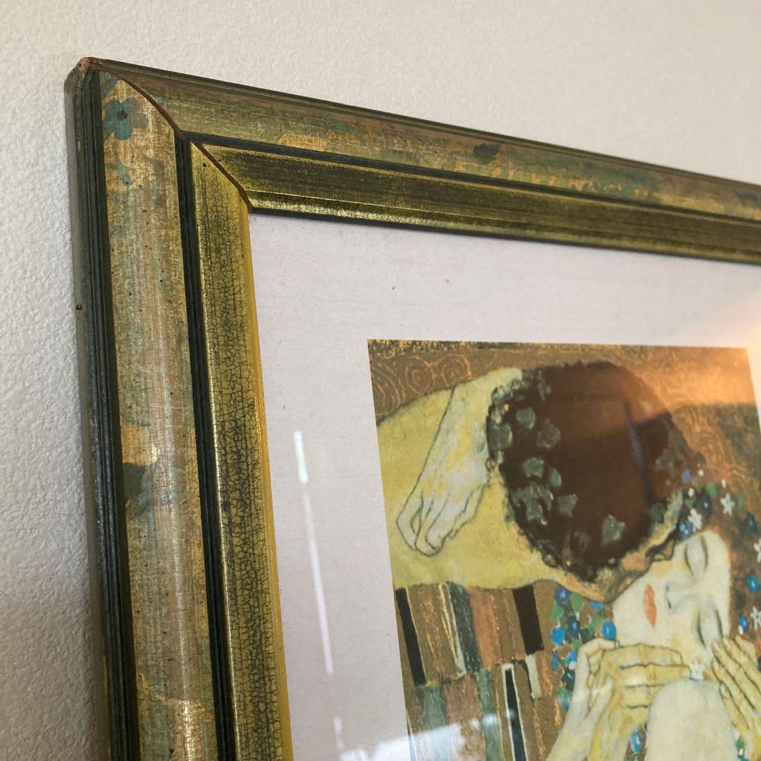 クリムト 接吻 絵画 縦長 金色フレーム