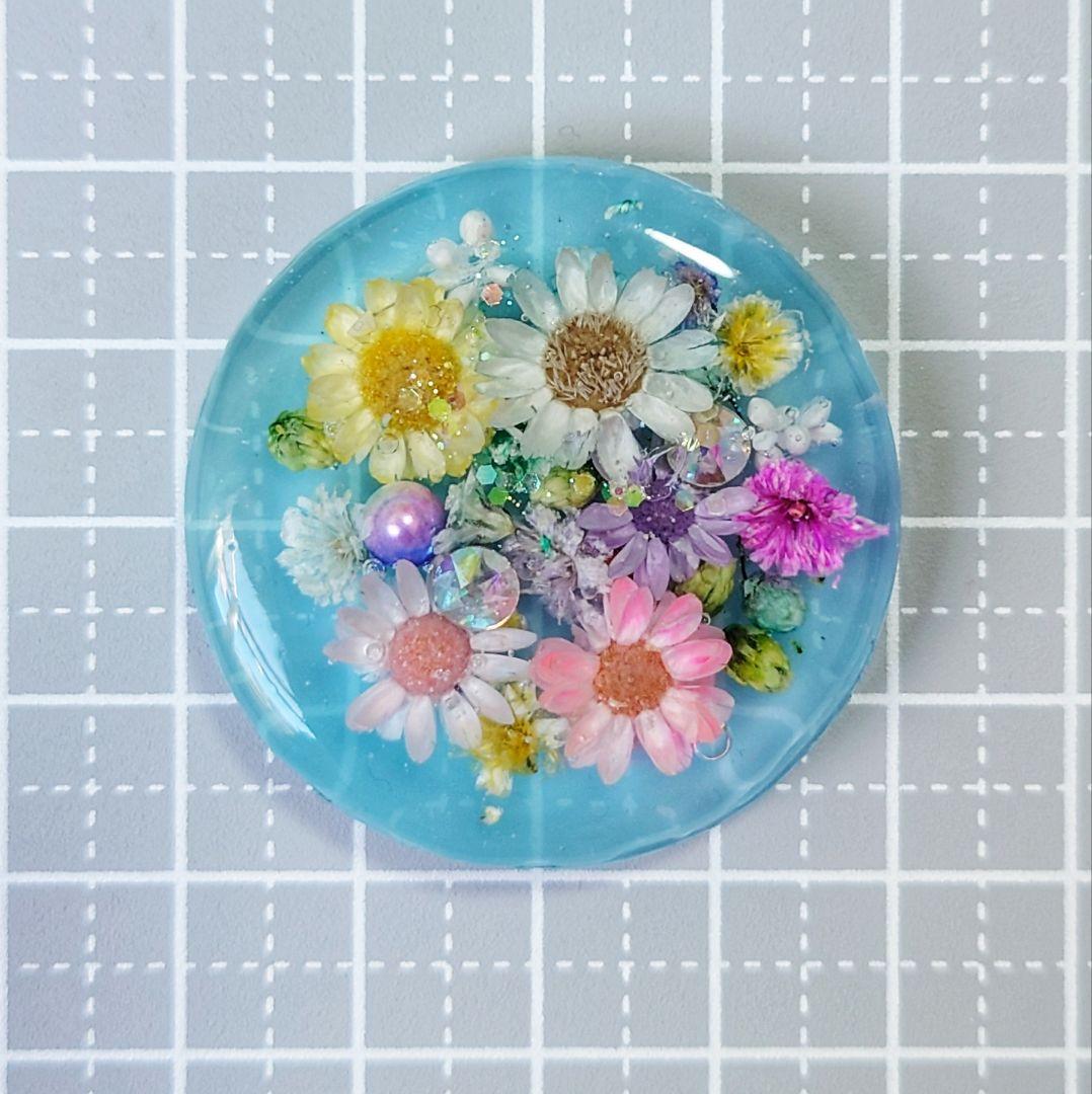 レジン　猫　ドライフラワー　ヘアゴム　ブローチ　ポニーフック　No.526