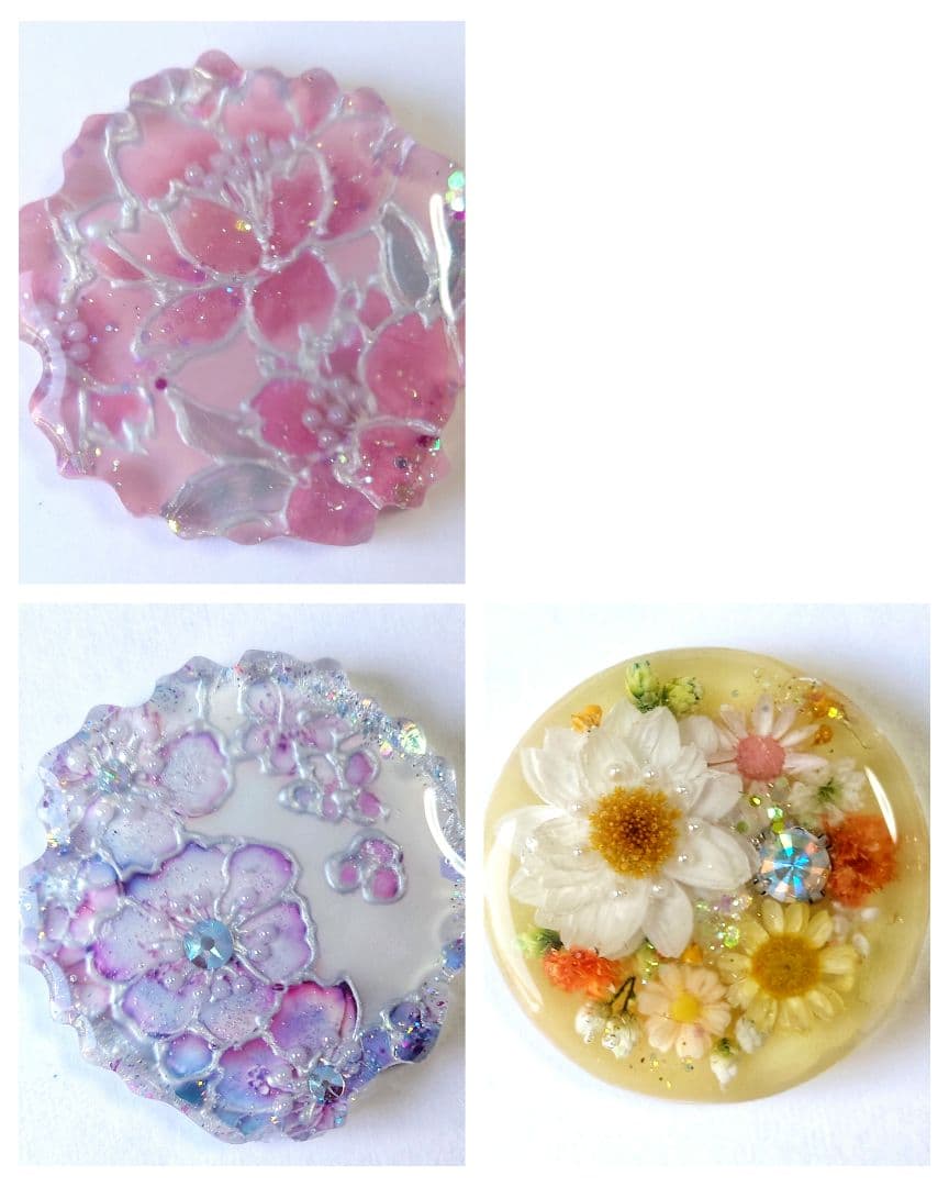 レジン　猫　ドライフラワー　ヘアゴム　ブローチ　ポニーフック　No.526