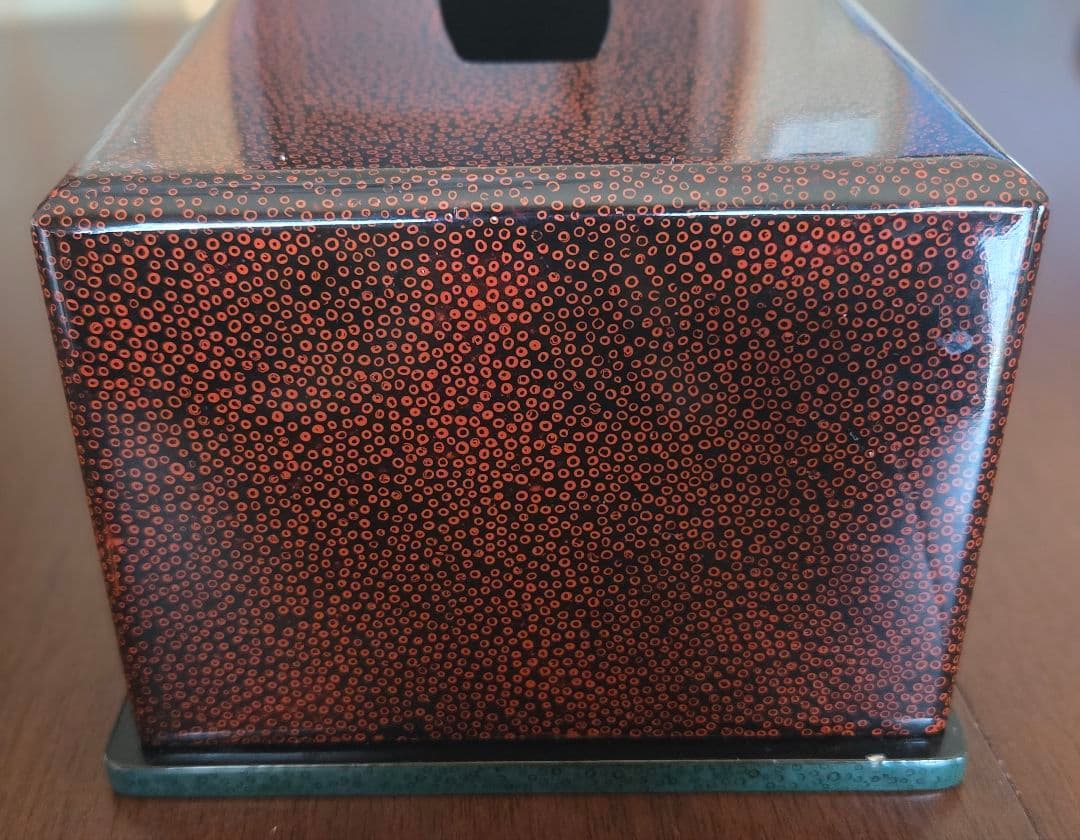 七々子塗り 津軽塗 ティッシュボックス 黒に朱