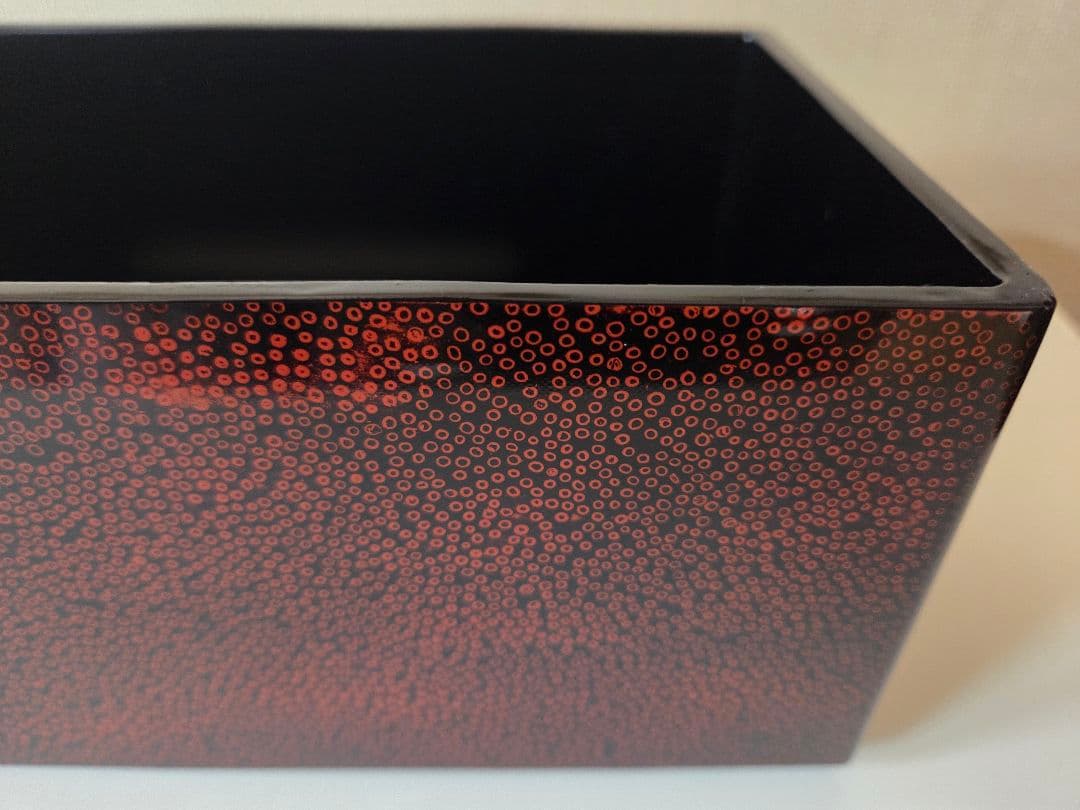 七々子塗り 津軽塗 ティッシュボックス 黒に朱