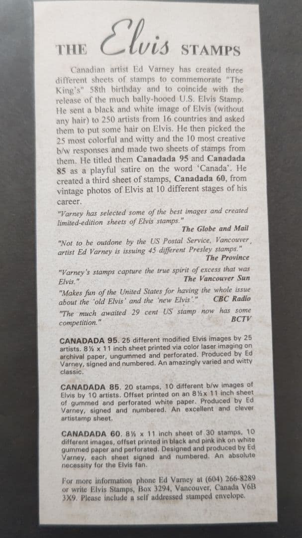 ア－ト切手(エルビスプレスリ－)