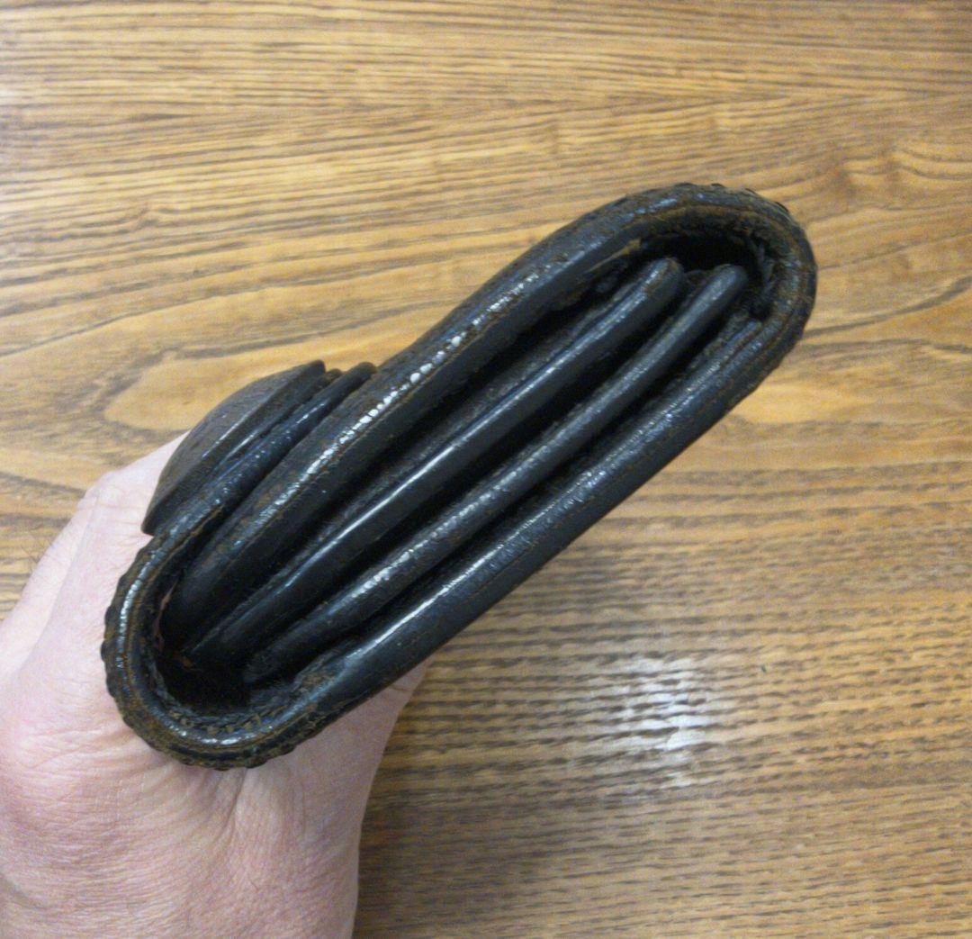 黒レザー長財布 シャークレザーウォレット