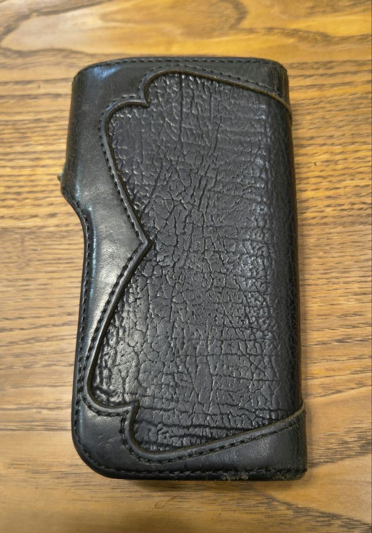 黒レザー長財布 シャークレザーウォレット