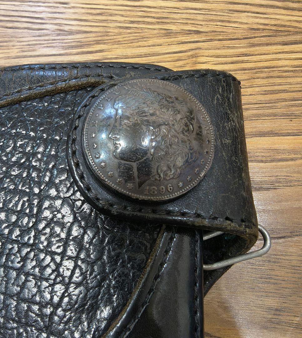 黒レザー長財布 シャークレザーウォレット