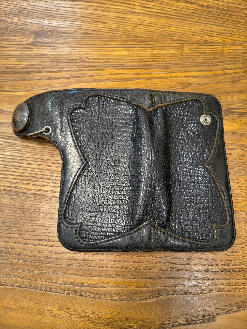 黒レザー長財布 シャークレザーウォレット