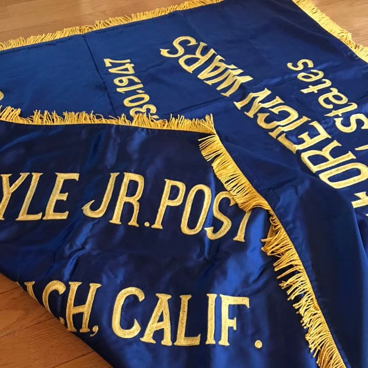 超レア大型美品！40’sUSAビンテージVFW米国退役軍人会 両面刺繍フラッグ旗