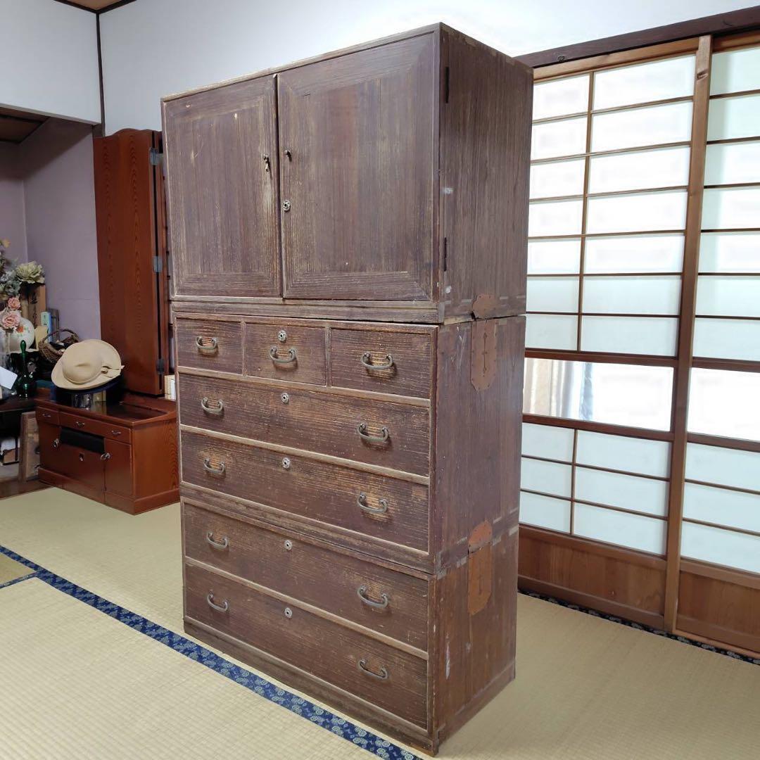 レア アンティーク ３段階 高級桐箪笥 昭和 タンス チェスト きり 家具