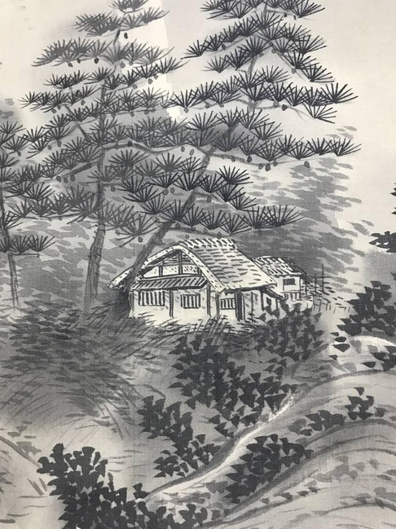 輝夫/山邨晴日/山水図/横物/掛軸/名家伝来/AB-827