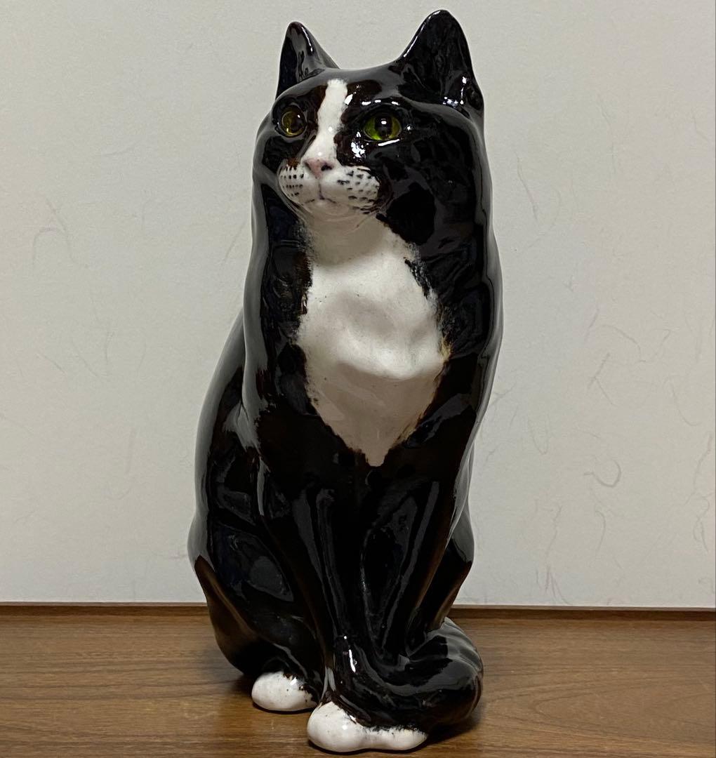 モデルNo.42　ウィンスタンレイキャット　初期作品　白黒ハチワレ猫　貫入無し❣️