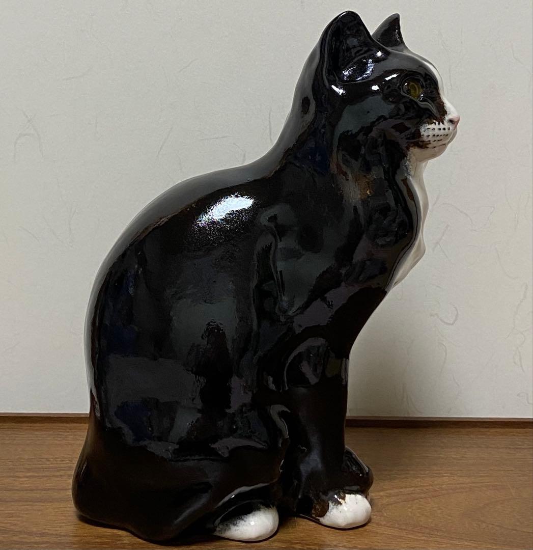 モデルNo.42　ウィンスタンレイキャット　初期作品　白黒ハチワレ猫　貫入無し❣️