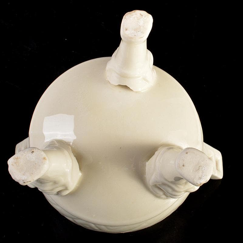 中国美術　徳化窯白磁　獅子摘　三足香炉　C　6267