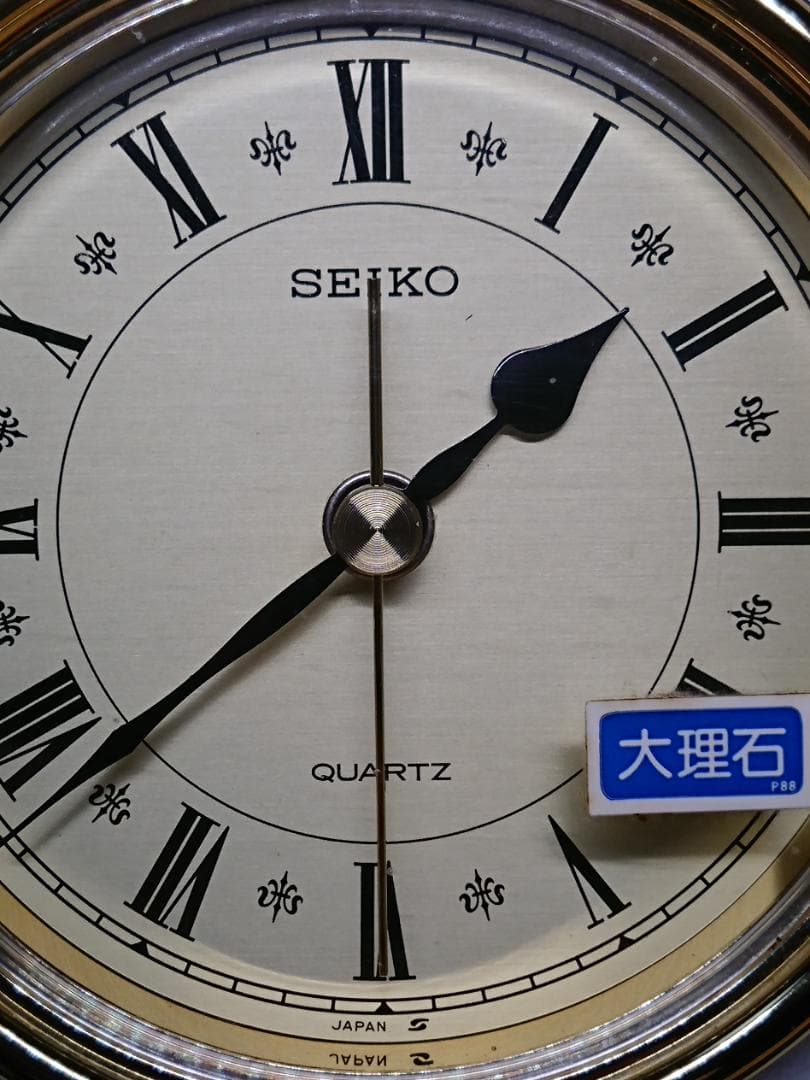 【美品】SEIKO　置時計　天然石　置物　インテリア　工芸品　美術品　A1461