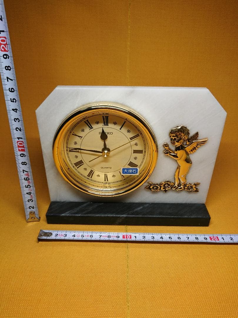 【美品】SEIKO　置時計　天然石　置物　インテリア　工芸品　美術品　A1461