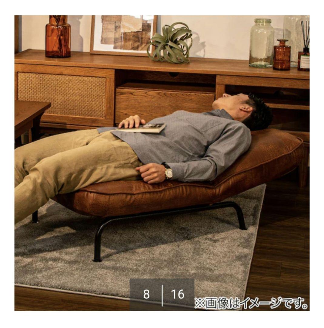 ❣️新品未使用❣️完売品 ビンテージレザー調リクライニングソファ　ブラウン