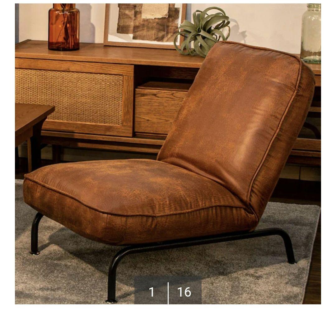 ❣️新品未使用❣️完売品 ビンテージレザー調リクライニングソファ　ブラウン