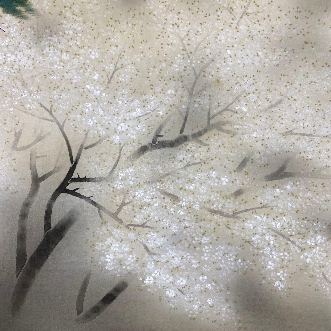 美品 掛け軸 大島祥丘作 春宵図 夜桜 共箱 美術年鑑掲載 おもてなし