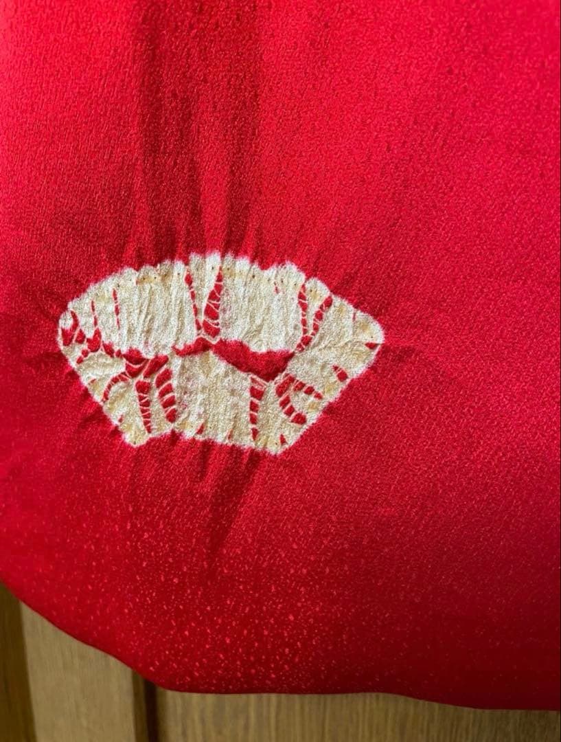 正絹　女児　七五三　お宮参り　赤　刺繍　絞り　フルセット