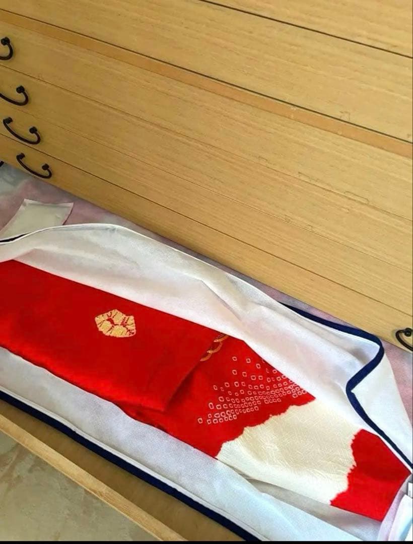 正絹　女児　七五三　お宮参り　赤　刺繍　絞り　フルセット