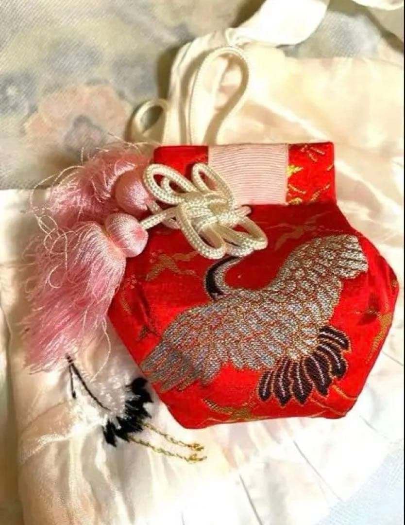 正絹　女児　七五三　お宮参り　赤　刺繍　絞り　フルセット