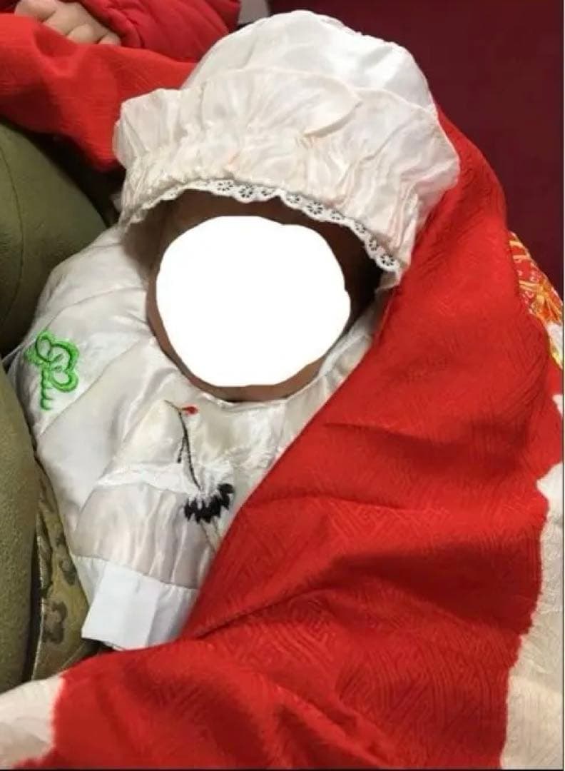 正絹　女児　七五三　お宮参り　赤　刺繍　絞り　フルセット