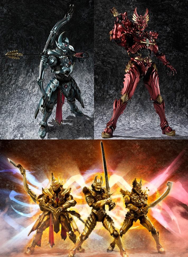 魔戒可動 黄金騎士ガロ 流牙Ver 炎刃騎士ゼン 天弓騎士ガイ＋翔＆金色Ver