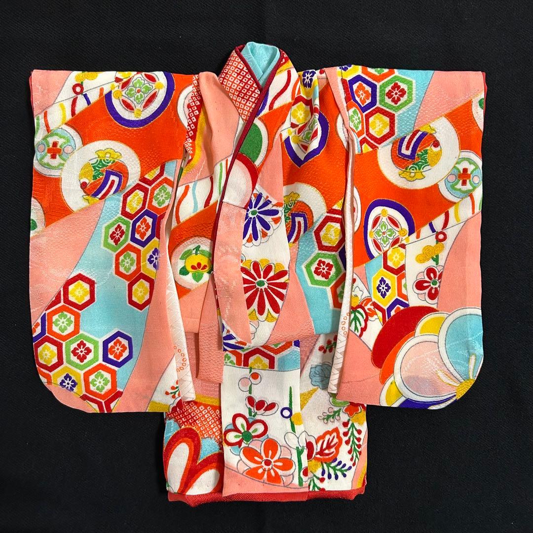 市松人形10号着物と兵児帯　アンティークドール　ビスクドール