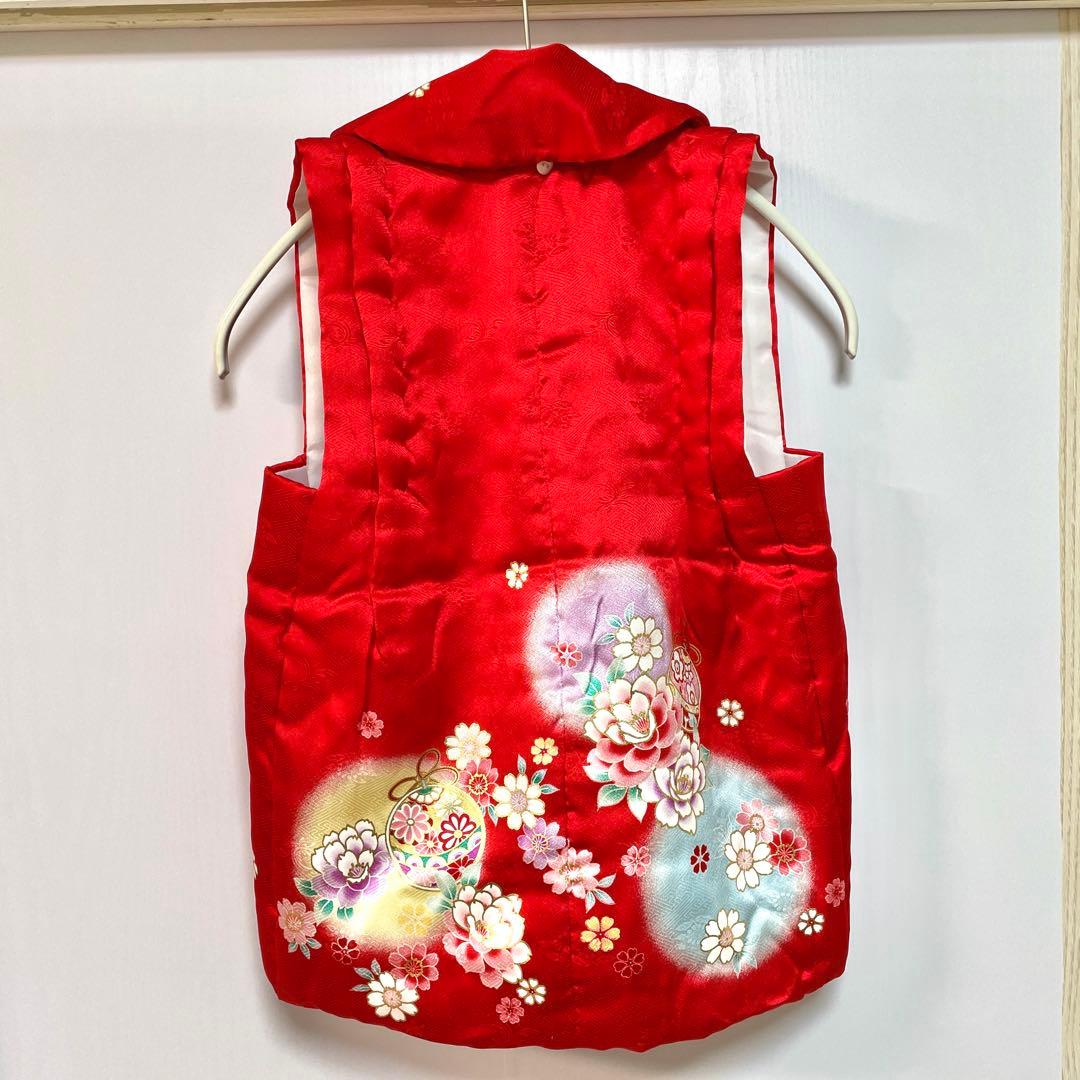 七五三 絹 着物 被布 9点セット 女の子 ３歳 753 赤 フルセット