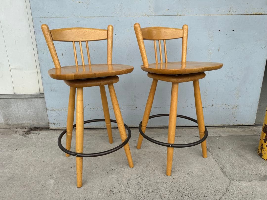 カウンターチェア 天然木　ハイスチェアー　2脚