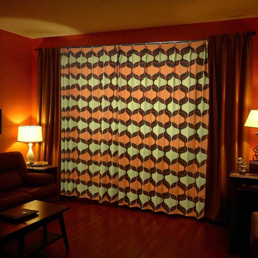 ミッドセンチュリー スペースエイジ カーテン クリスマスセール売り切り1万円