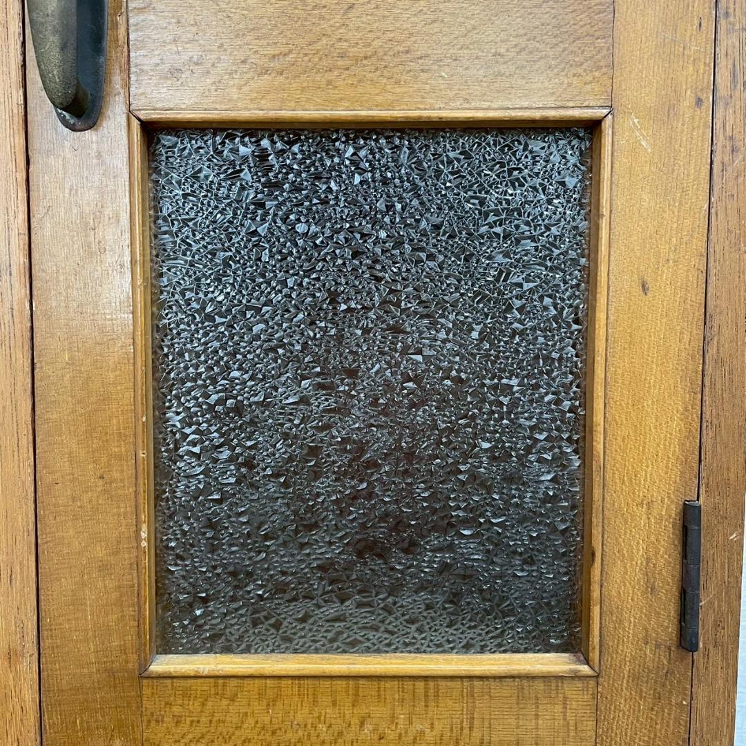 ヴィンテージ 木製 収納棚 ダイヤガラス ガラスキャビネット 食器棚 古家具