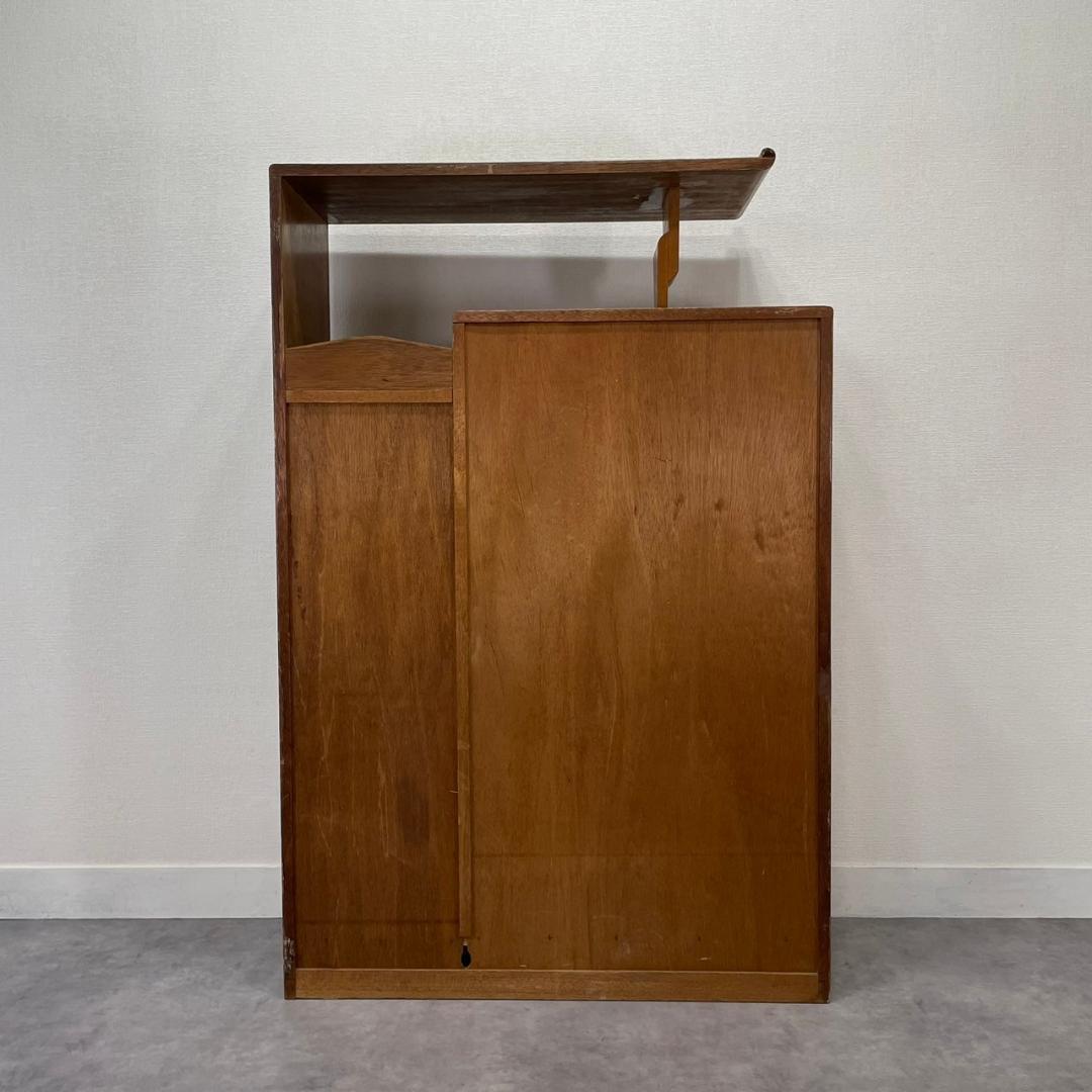 ヴィンテージ 木製 収納棚 ダイヤガラス ガラスキャビネット 食器棚 古家具