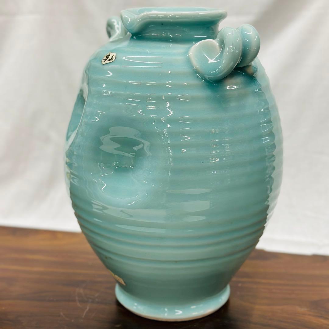 【美品】有田焼、青磁の花瓶　華山