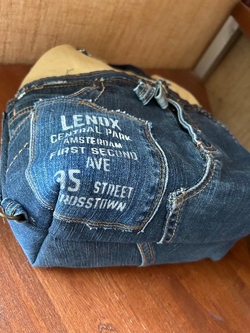 デニムリメイク　ボストンバッグ　ワイヤーバッグ　ショルダー　リュック