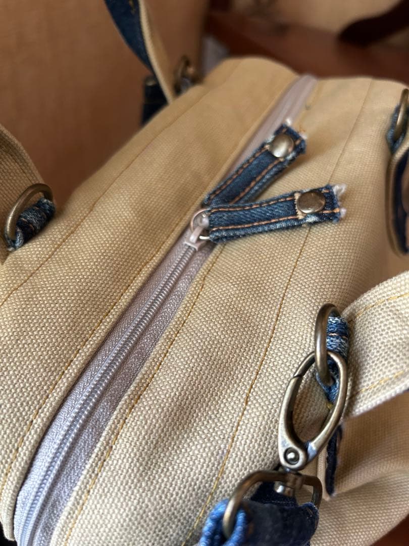 デニムリメイク　ボストンバッグ　ワイヤーバッグ　ショルダー　リュック