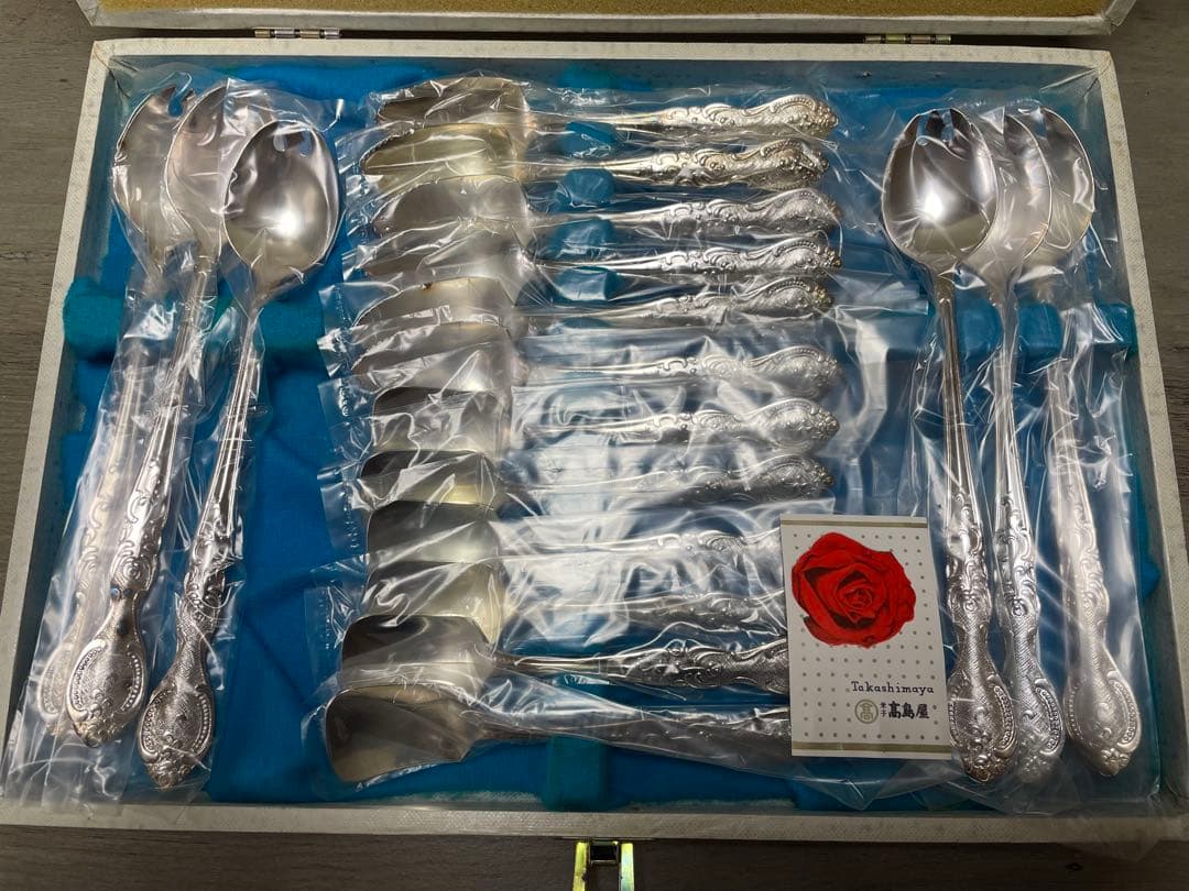 未使用 カトラリーセット ステンレス製 木箱入り ナイフ フォーク スプーン