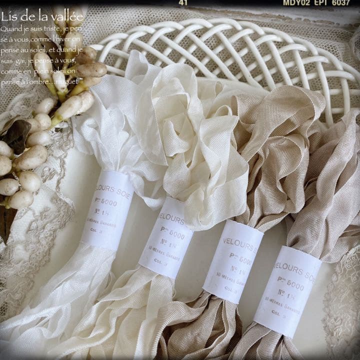 le ruban ୨୧* ~ ecru ~くしゅくしゅリボン エクリュ №1