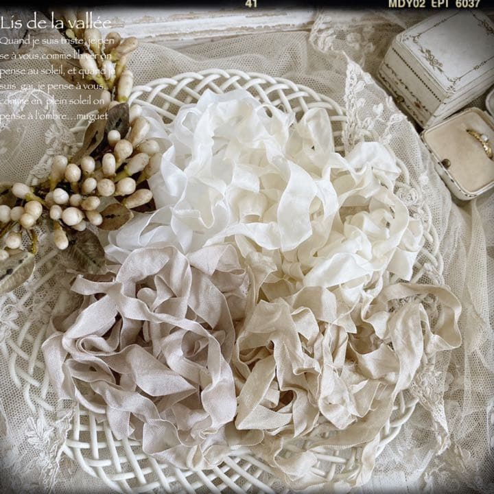 le ruban ୨୧* ~ ecru ~くしゅくしゅリボン エクリュ №1