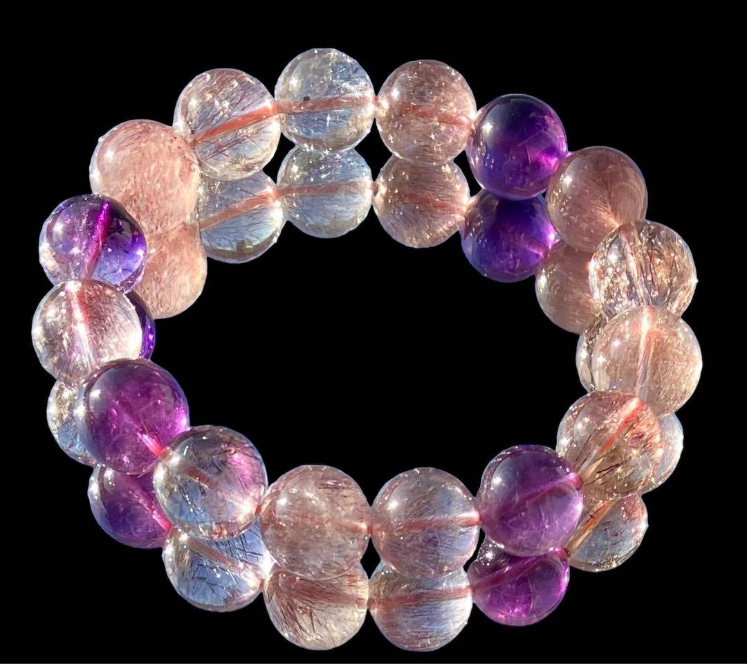 レア　大粒スーパーセブン 丸玉　ブレスレット