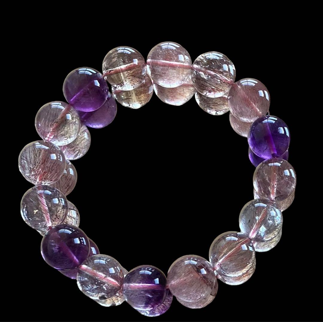 レア　大粒スーパーセブン 丸玉　ブレスレット