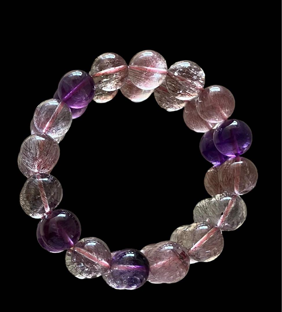 レア　大粒スーパーセブン 丸玉　ブレスレット