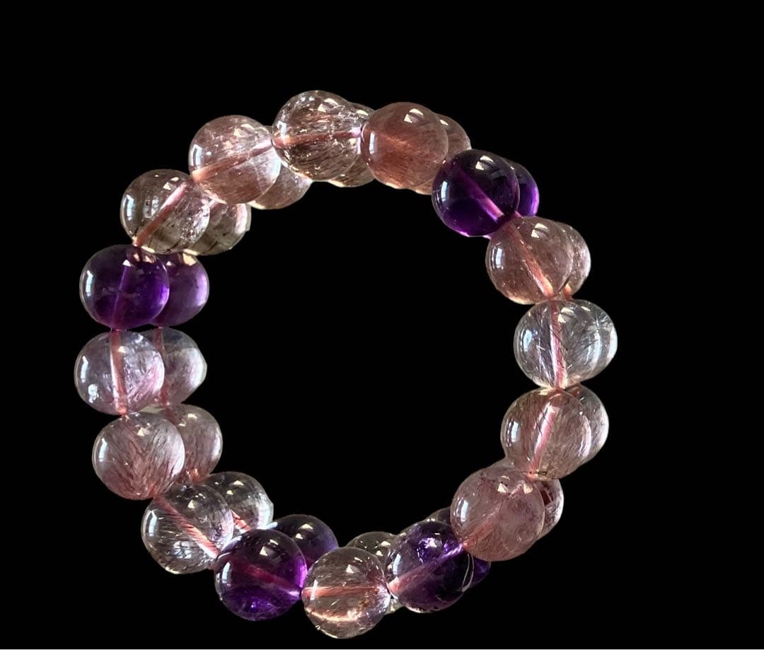 レア　大粒スーパーセブン 丸玉　ブレスレット