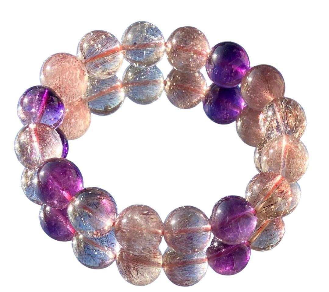 レア　大粒スーパーセブン 丸玉　ブレスレット