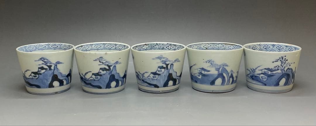 古伊万里　蕎麦猪口　染付　10客　f0019