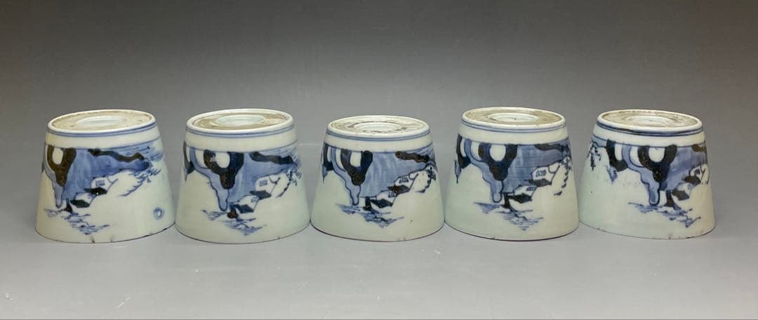 古伊万里　蕎麦猪口　染付　10客　f0019