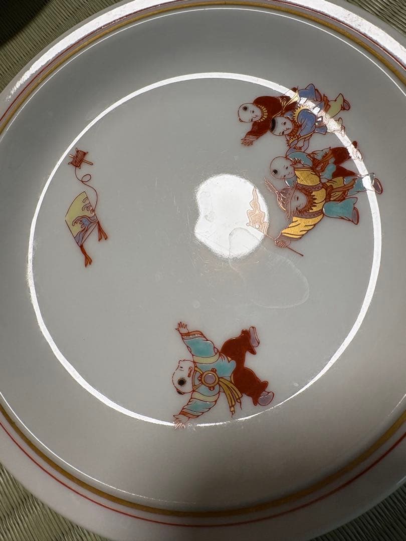 深川製磁　錦唐子？　子供　子ども　平皿　10枚揃